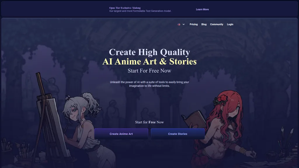 NovelAI homepage