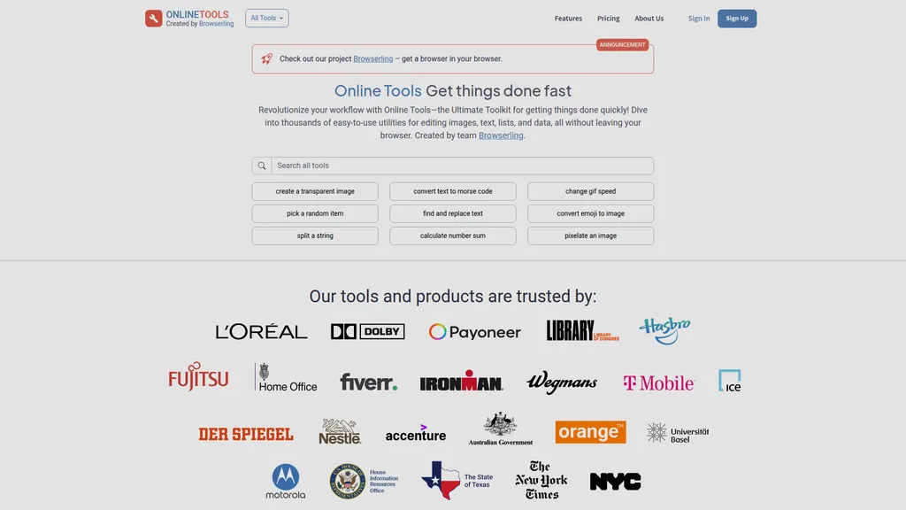 OnlineTools homepage