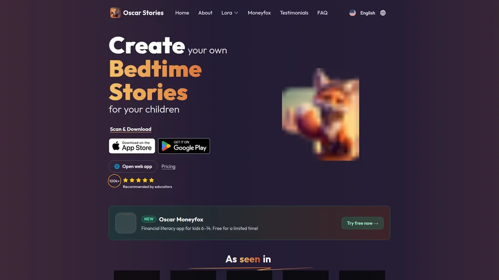 Oscar Stories homepage
