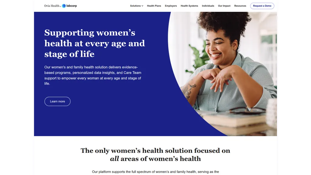 Ovia homepage