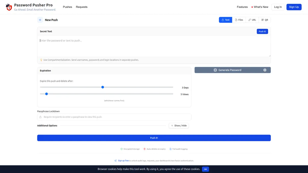 Password Pusher homepage