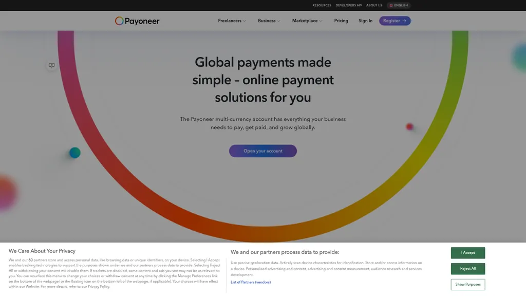 Payoneer homepage