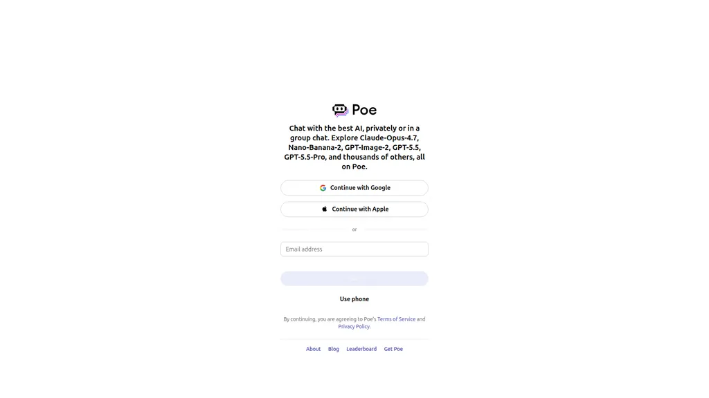 Poe homepage