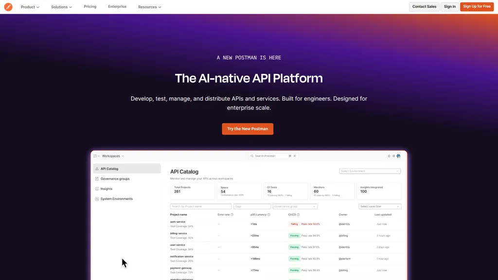 Postman homepage
