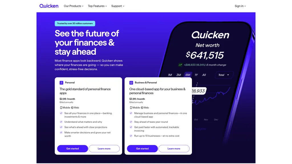 Quicken homepage