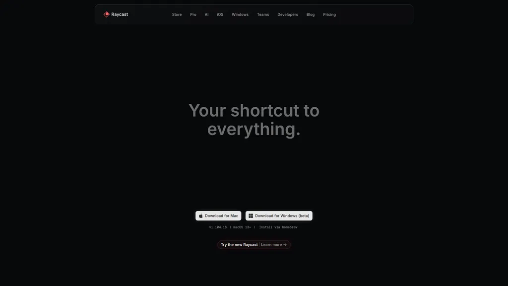 Raycast homepage