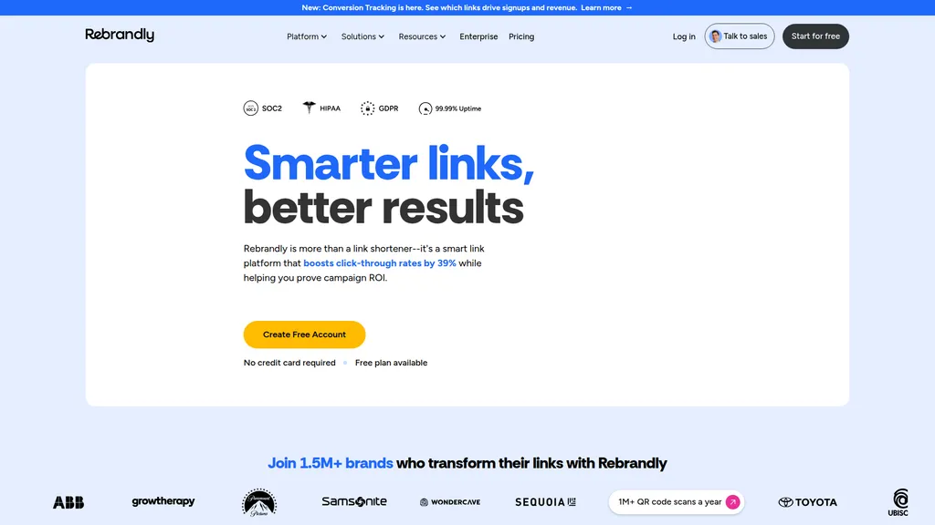 Rebrandly homepage
