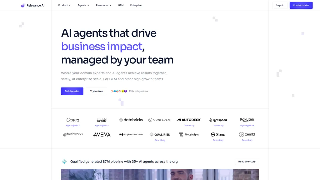 Relevance AI homepage