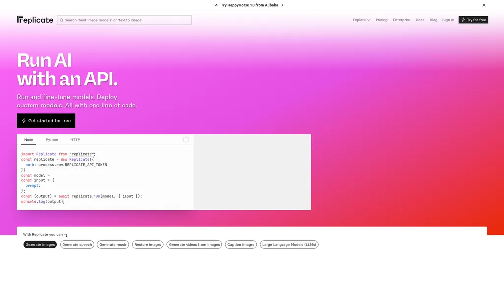Replicate homepage