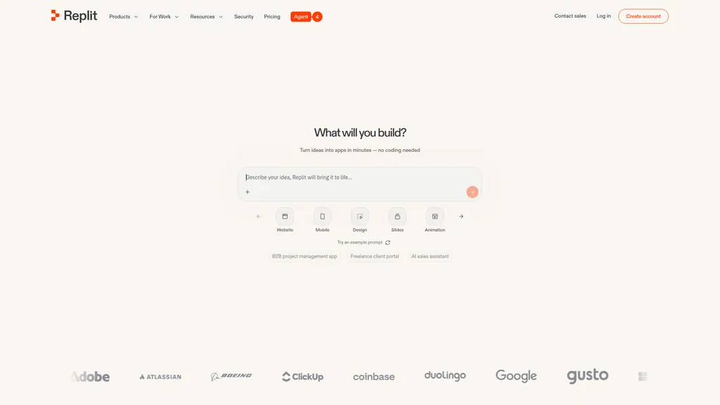 Replit homepage