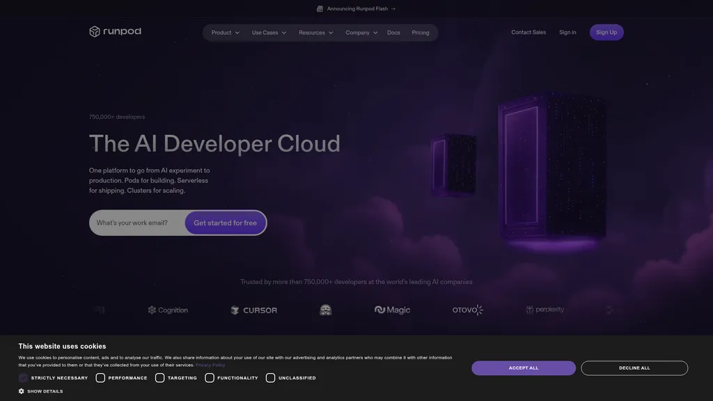 RunPod homepage