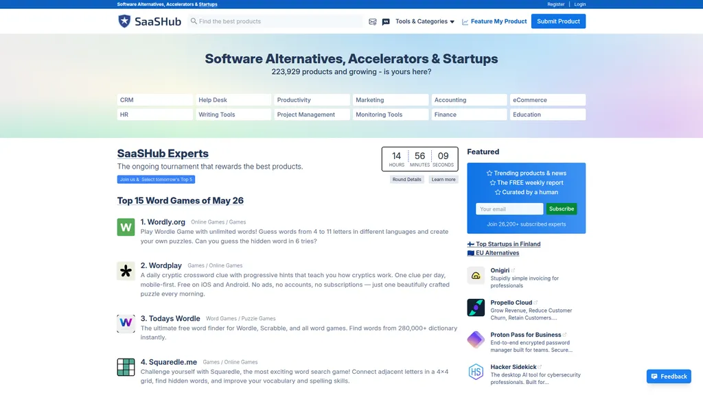 SaaSHub homepage