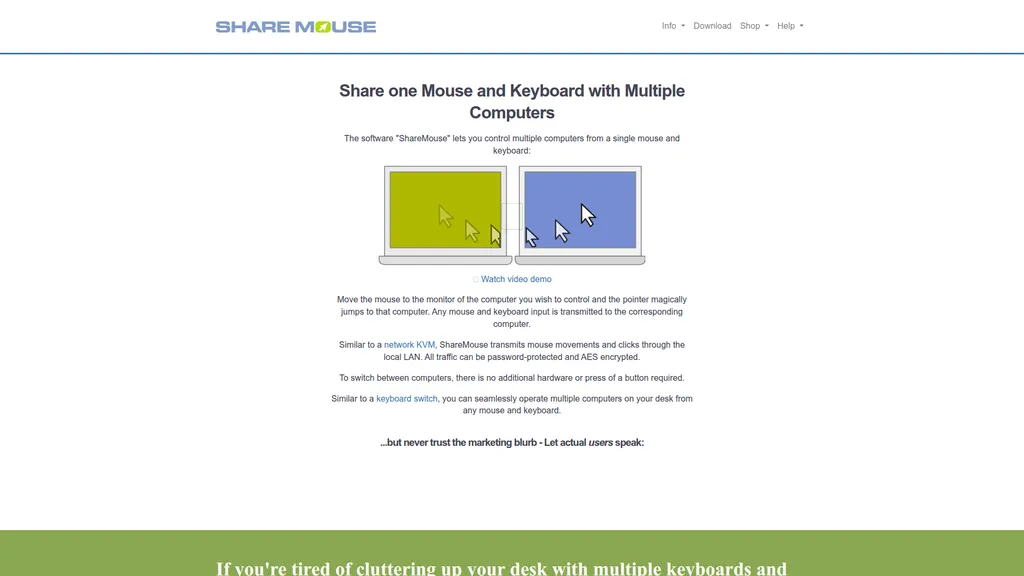 ShareMouse homepage