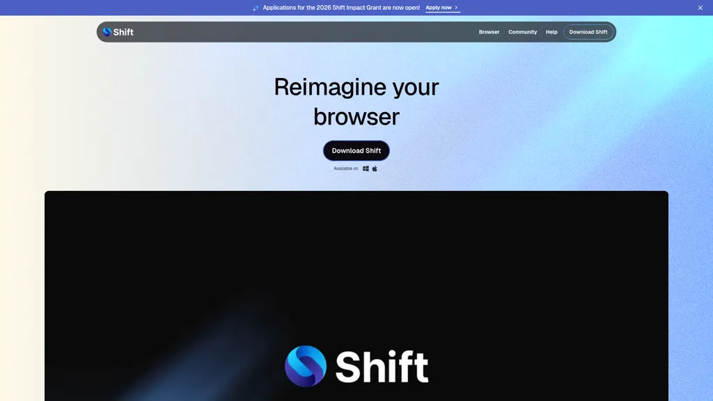 Shift homepage