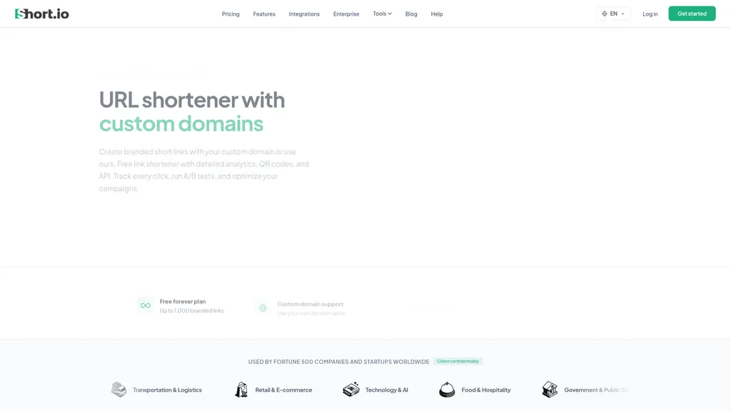 Short.io homepage