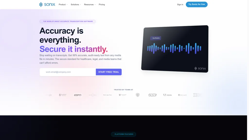 Sonix homepage