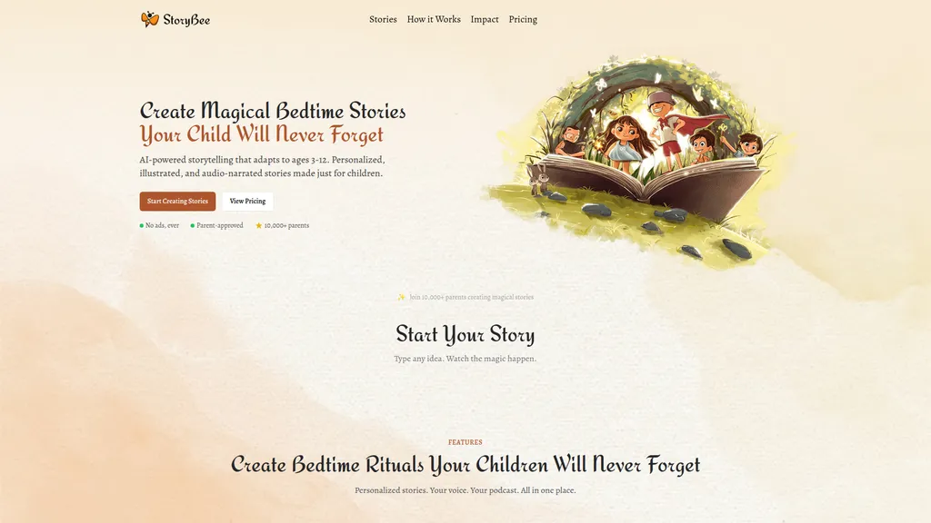 StoryBee homepage