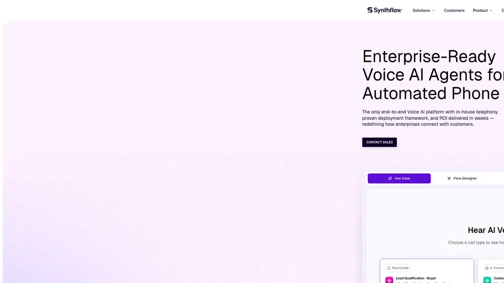 Synthflow homepage