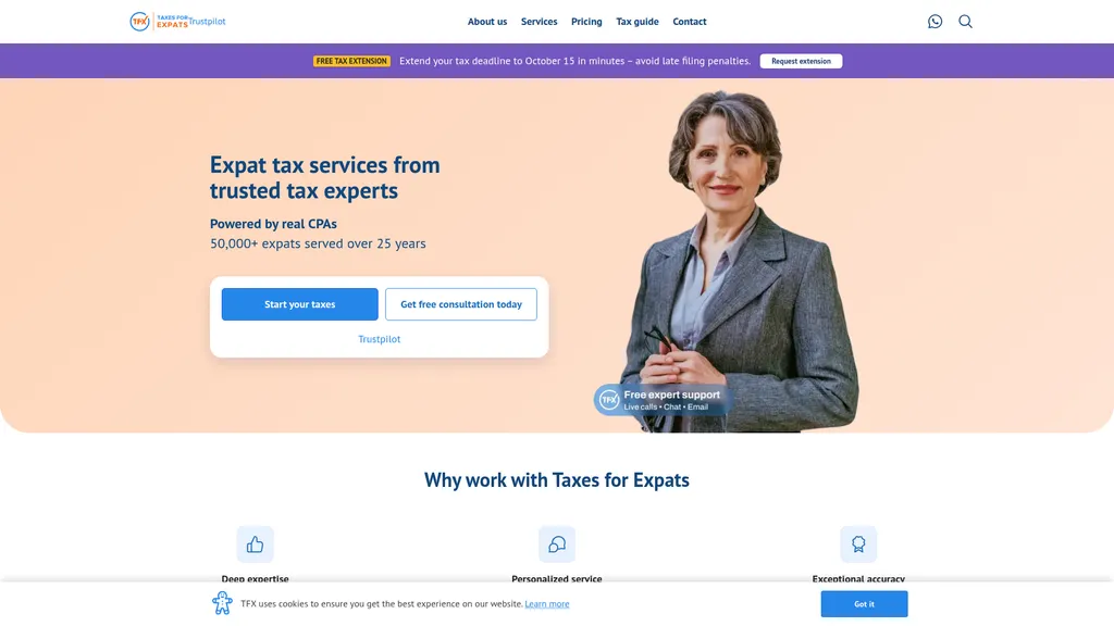 TaxesForExpats homepage