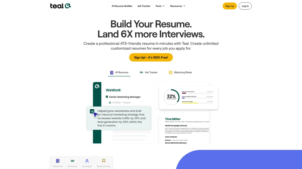 Teal homepage