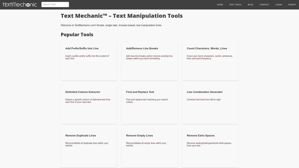 TextMechanic homepage