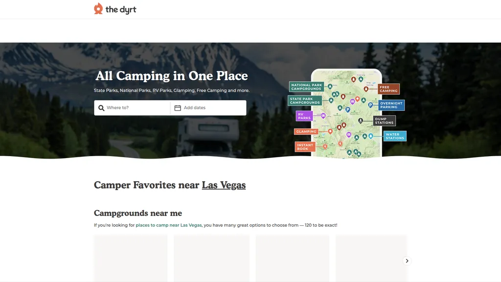 The Dyrt homepage