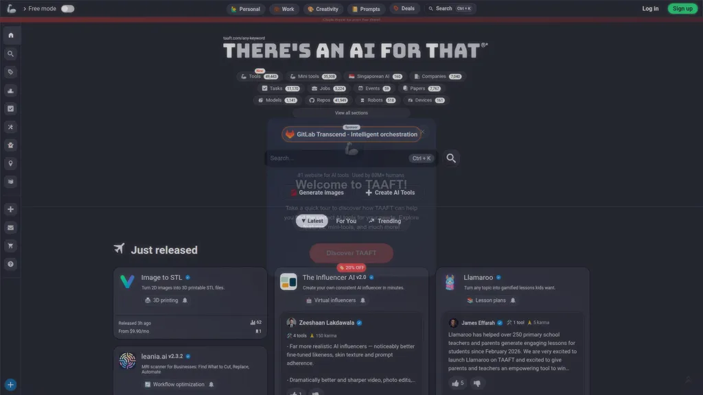 There's An AI For That homepage