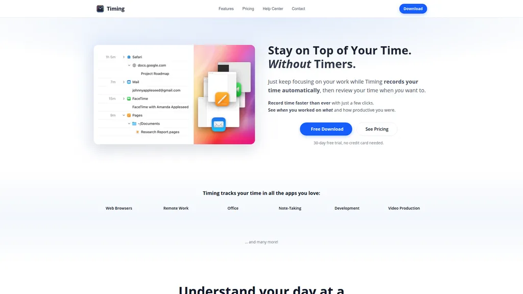 Timing homepage