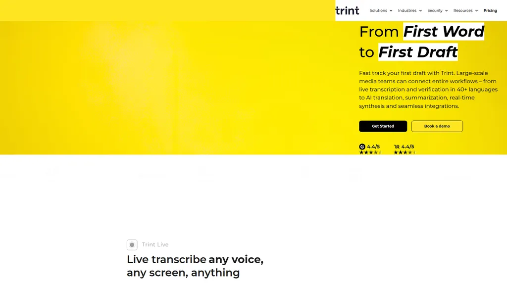 Trint homepage