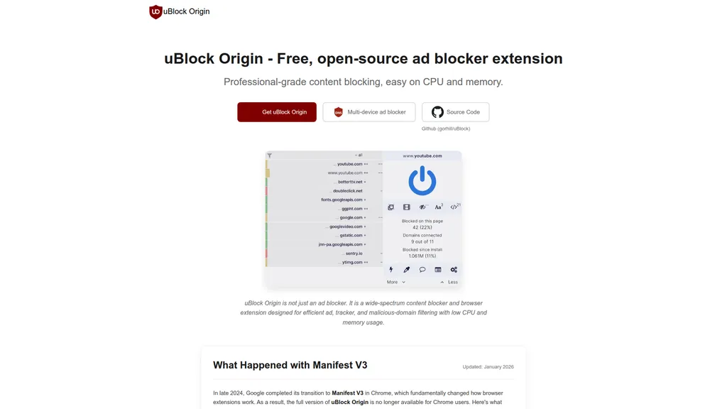 uBlock Origin homepage