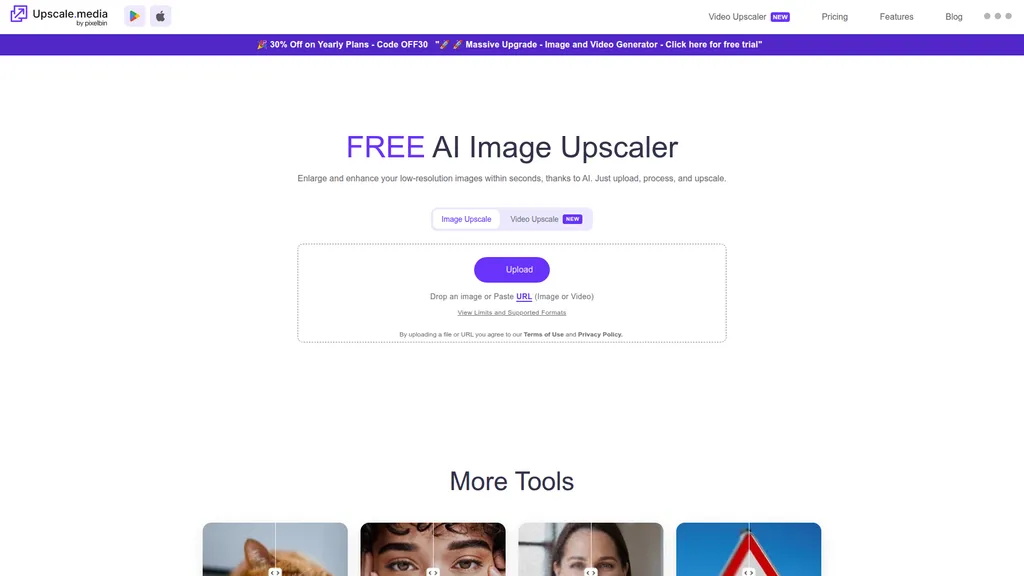 Upscale.media homepage