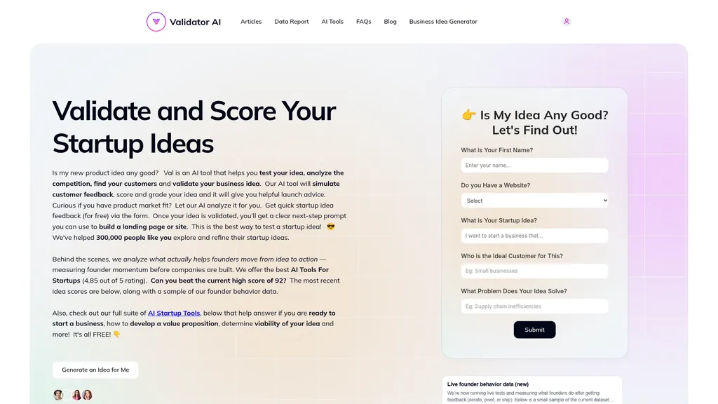 ValidatorAI homepage