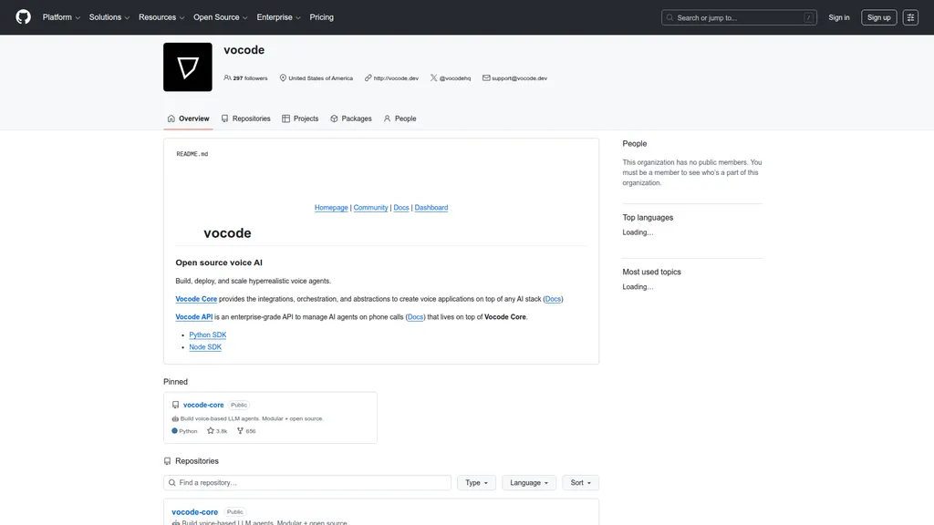 Vocode homepage