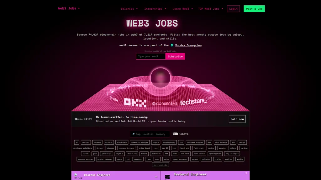 Web3.career homepage