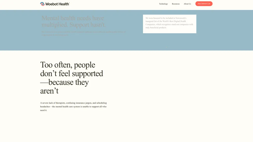 Woebot homepage