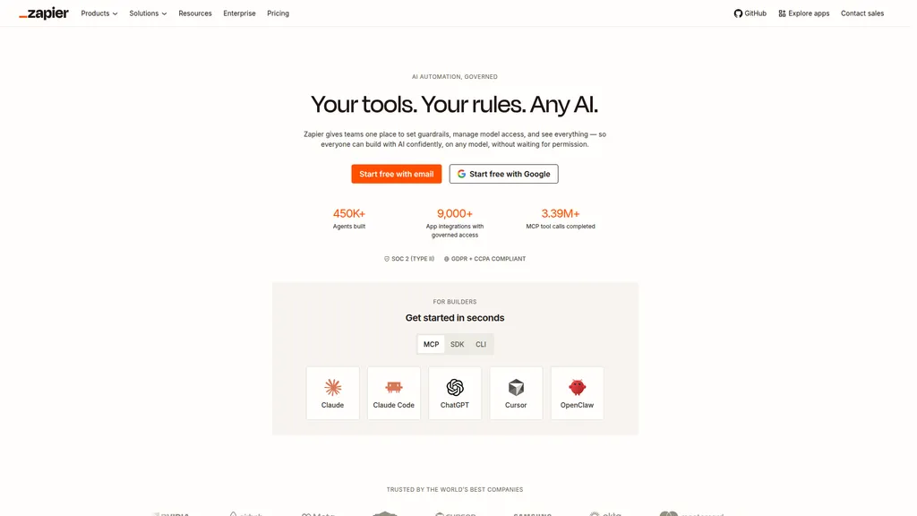 Zapier homepage