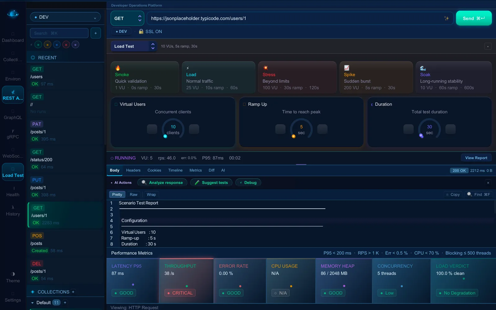 RESTLab screenshot 4: API and Kafka Testing Tool