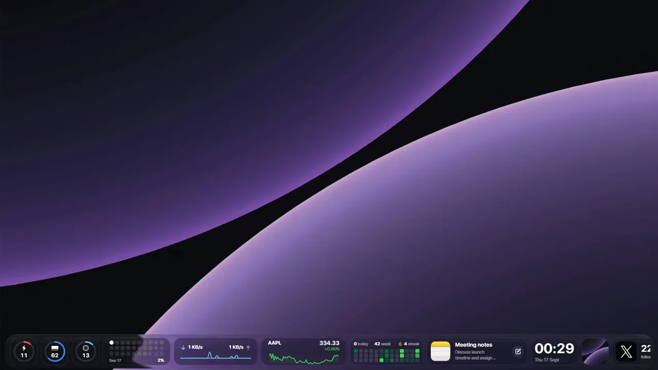 lumabar screenshot 1: Windows Taskbar Replacement with Widgets