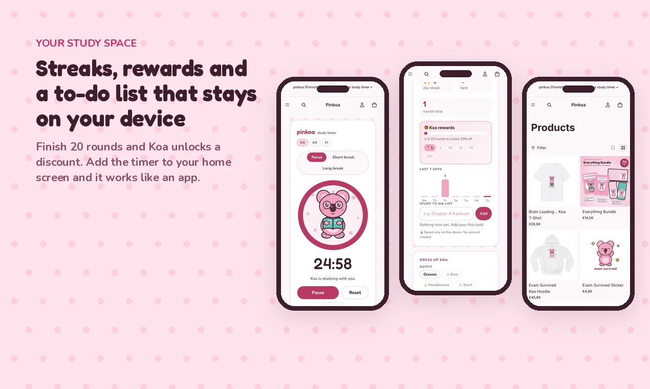 Pinkoa screenshot 2: Free Study Timer for Students