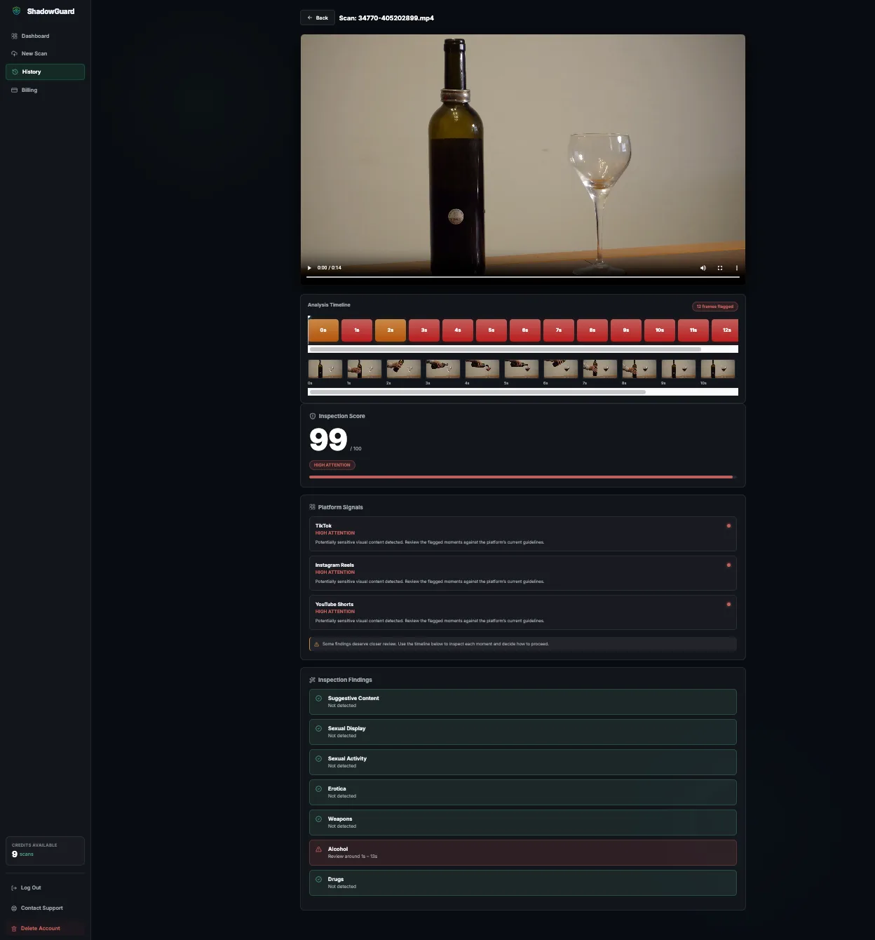 ShadowGuard screenshot 2: Pre-Publish Video Content Checker