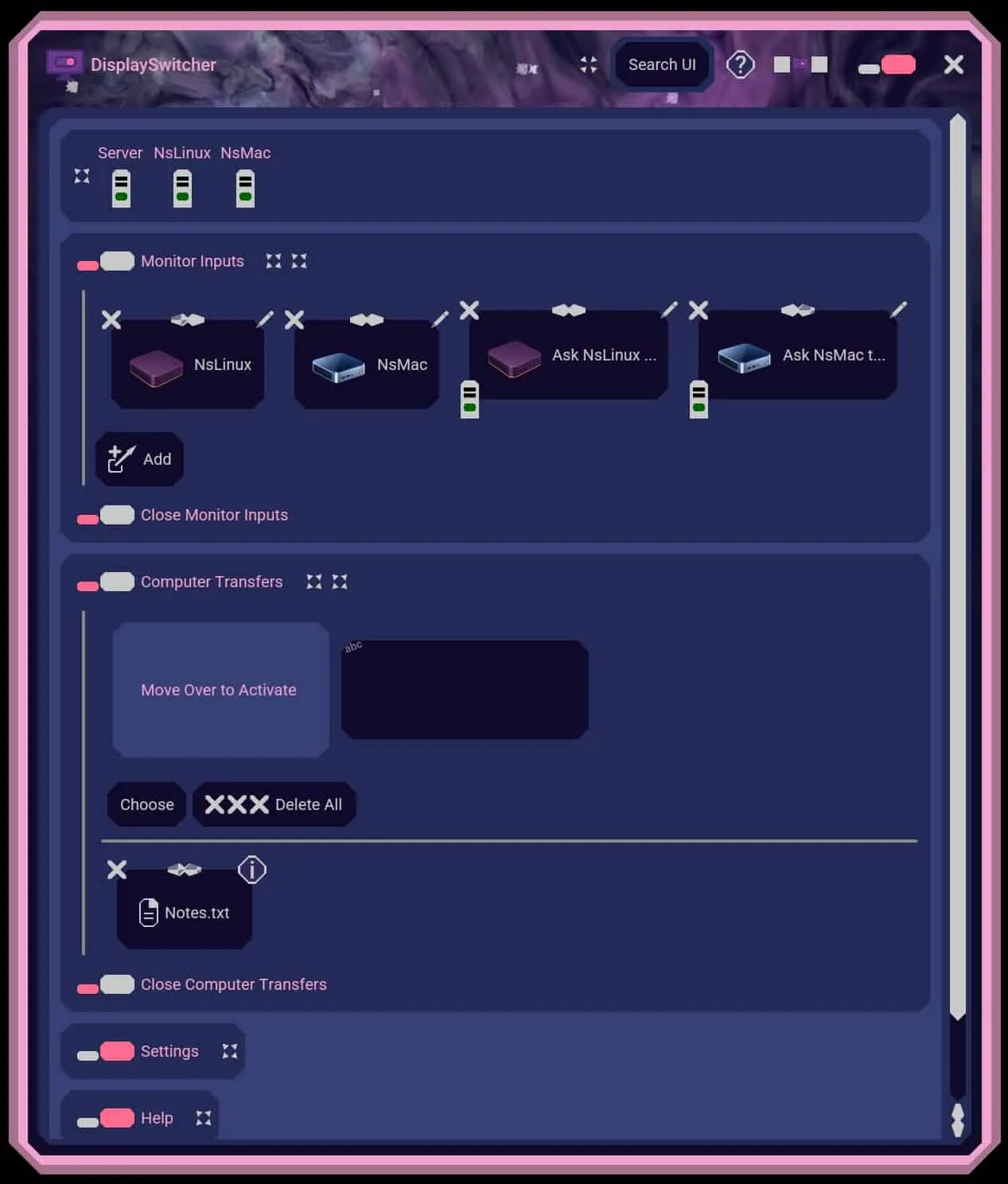 DisplaySwitcher screenshot 1: Monitor Switching and File Transfer Software