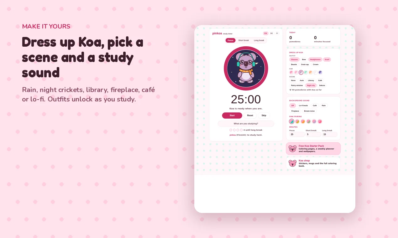 Pinkoa screenshot 3: Free Study Timer for Students