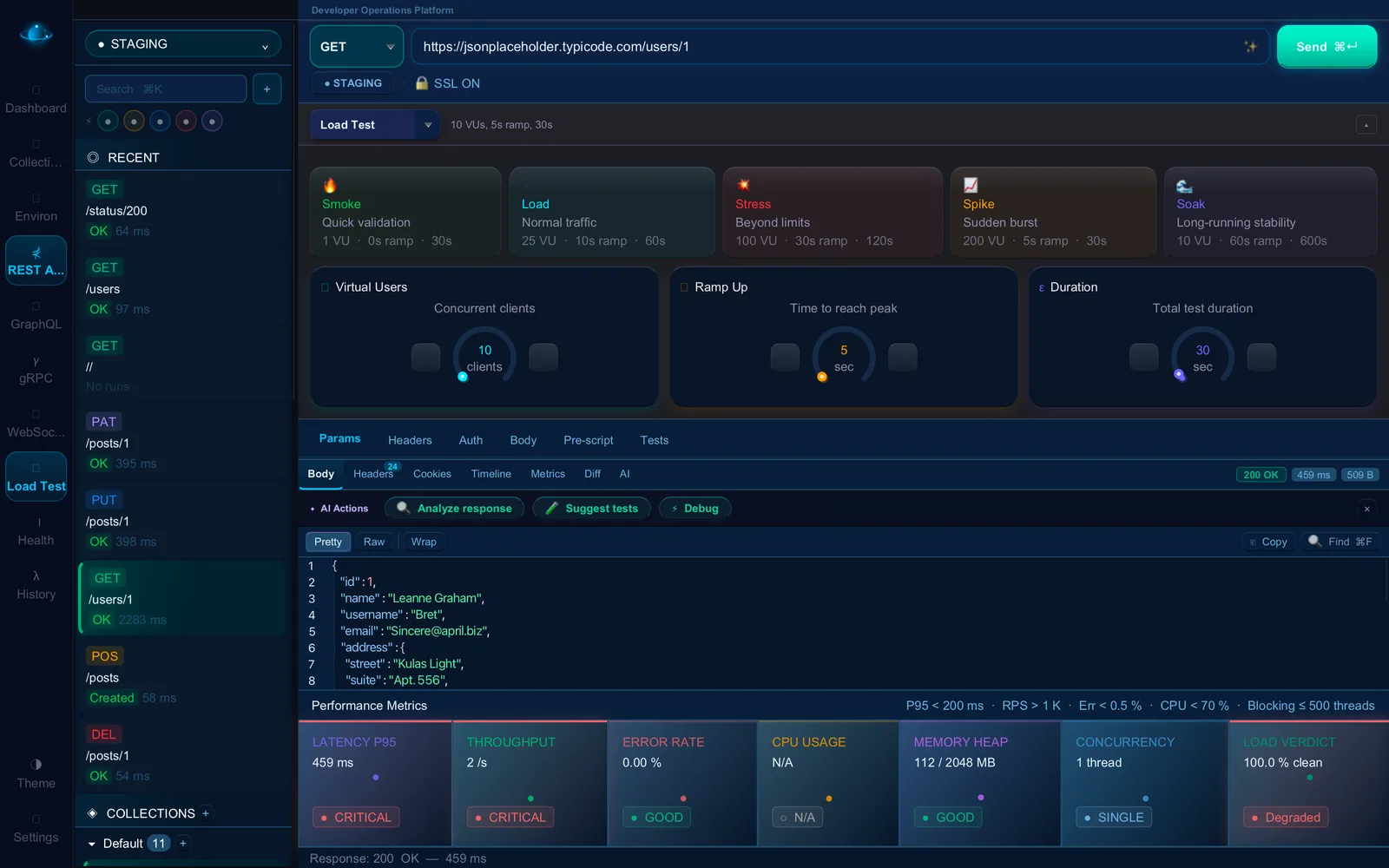 RESTLab screenshot 3: API and Kafka Testing Tool