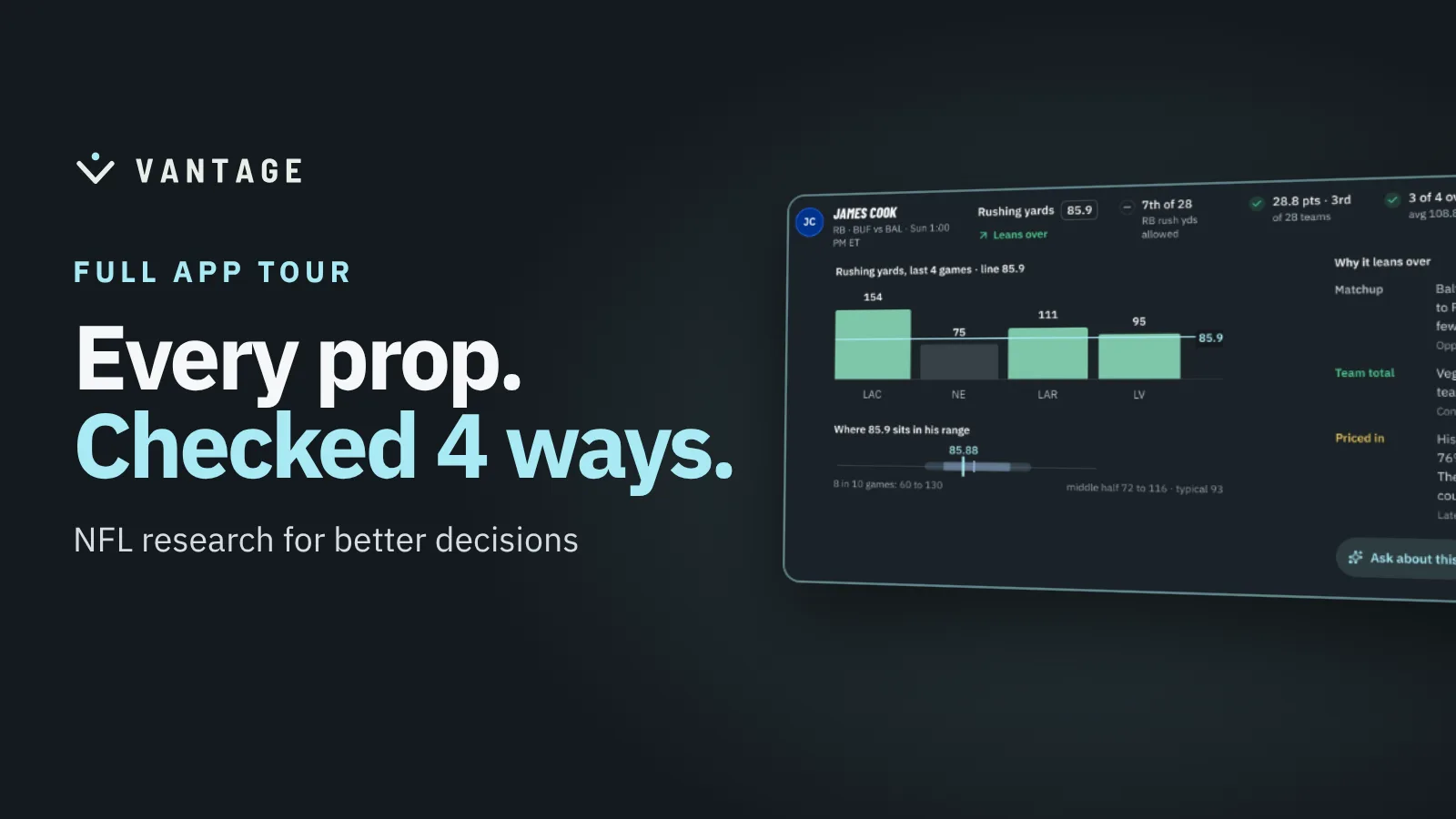Vantage AI screenshot 2: NFL Analytics Platform