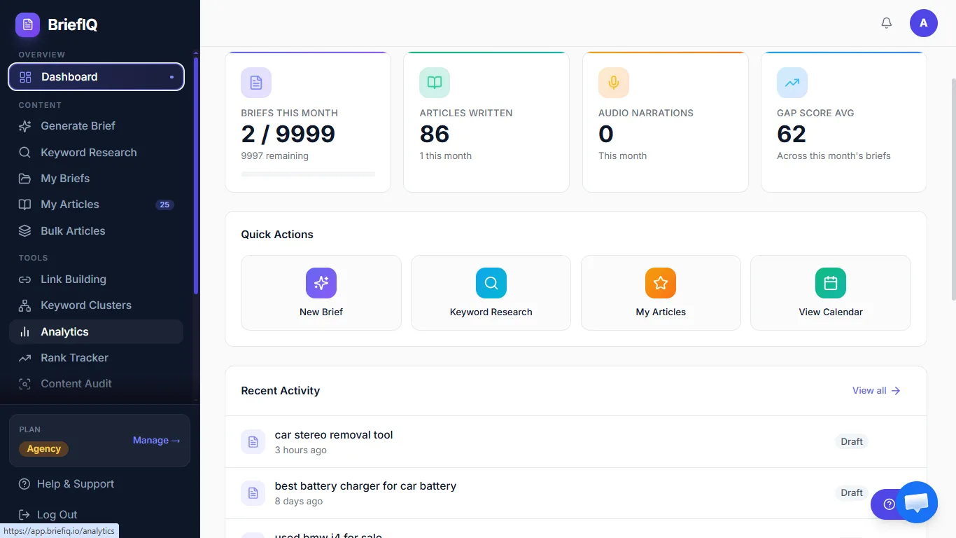 BriefIQ screenshot 3: SEO Brief Generator for Agencies