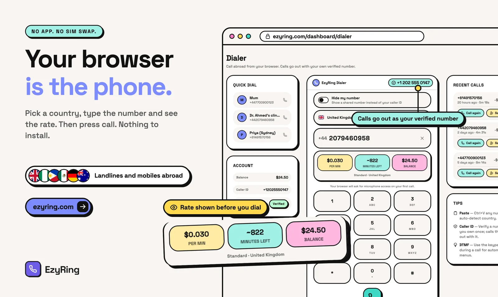 EzyRing screenshot 2: Browser Phone for International Calls