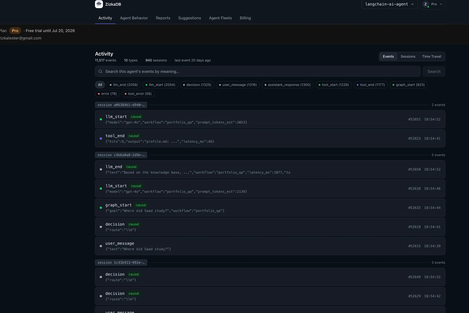 ZizkaDB screenshot 3: AI Agent Auditability Platform