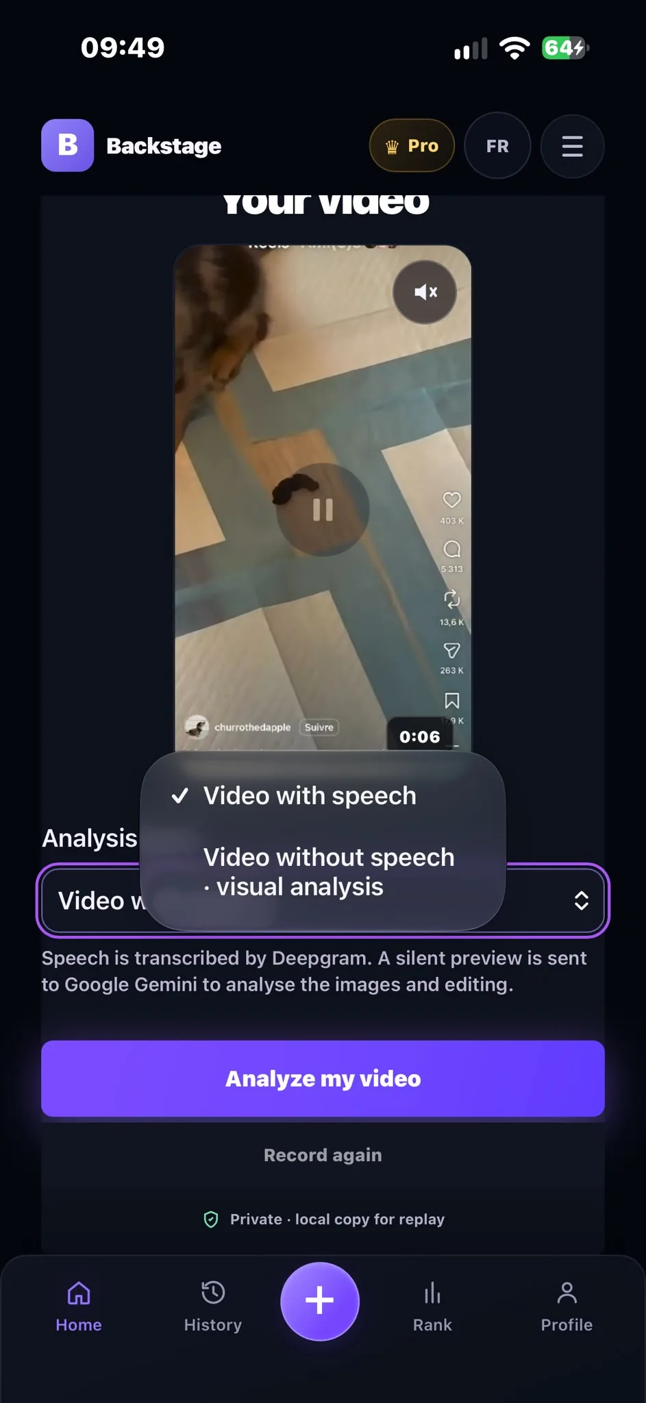 Backstage screenshot 2: AI Video Coach for Social Media
