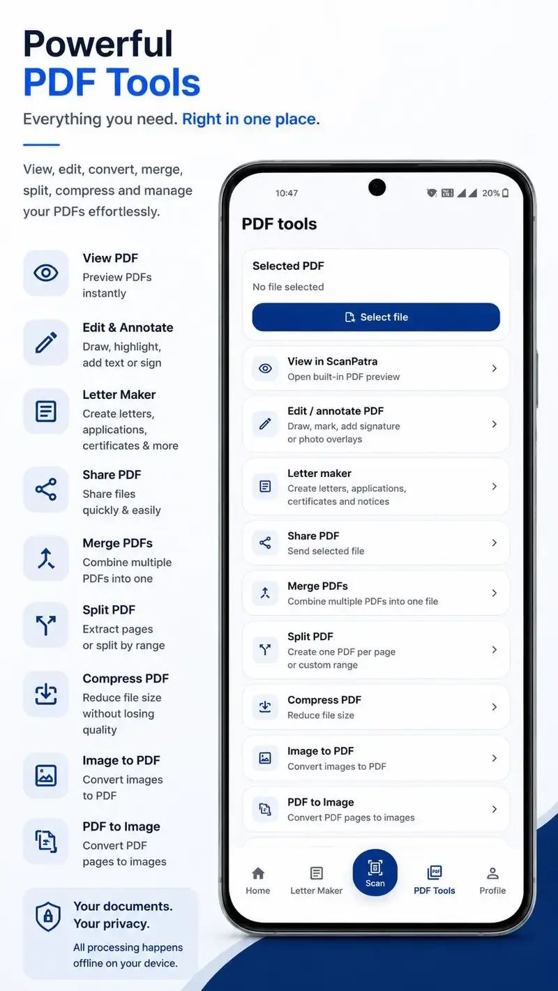 ScanPatra screenshot 2: Offline Document Scanning App