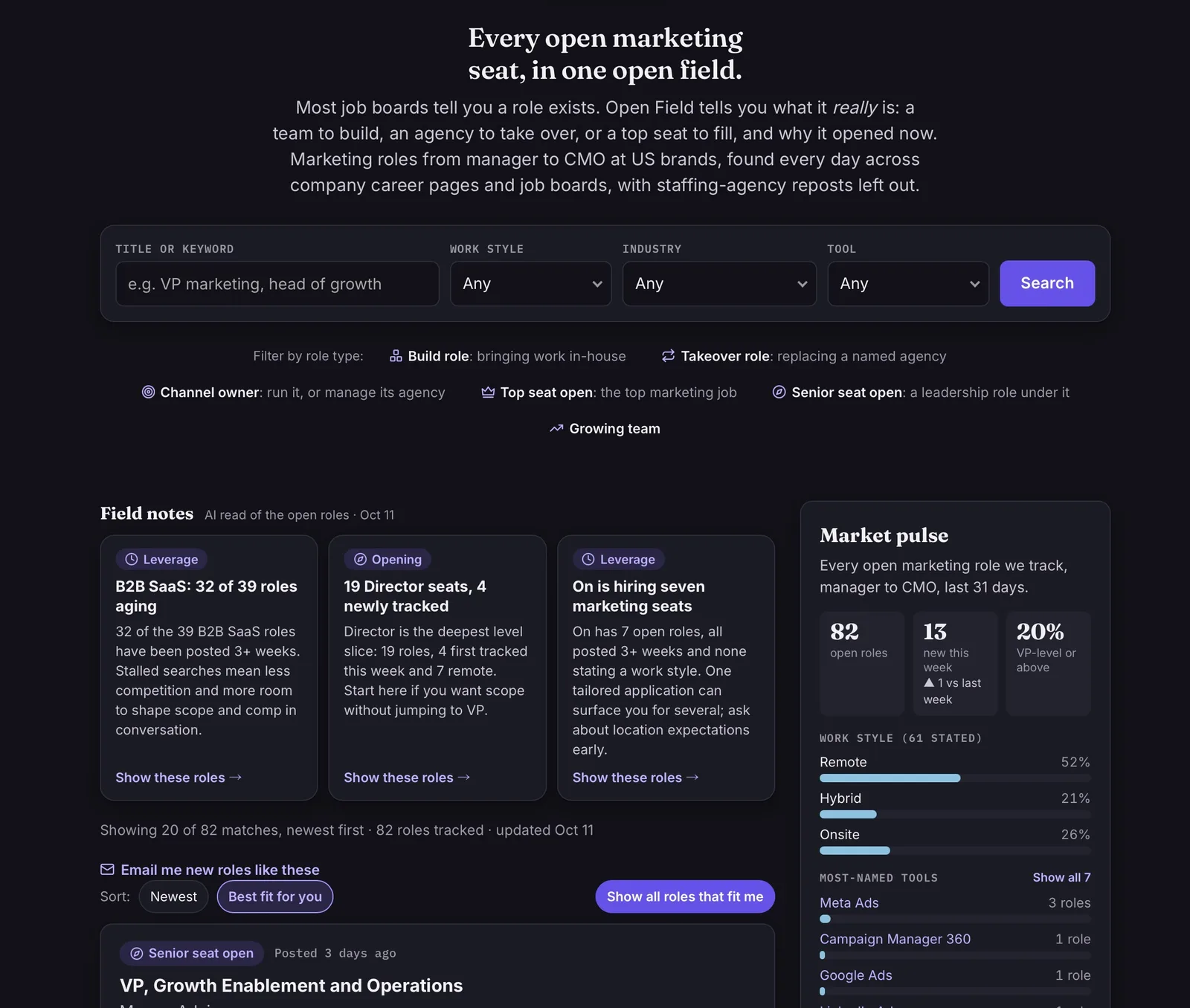 Open Field screenshot 4: Marketing Job Search Platform
